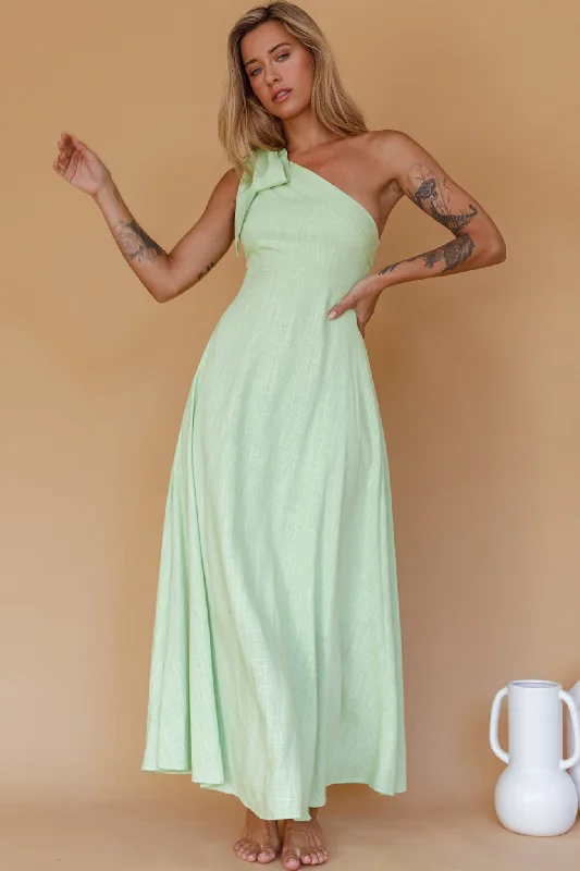 Rigel One-Shoulder Maxi Dress Apple Trendy Maxi Dress with Bow