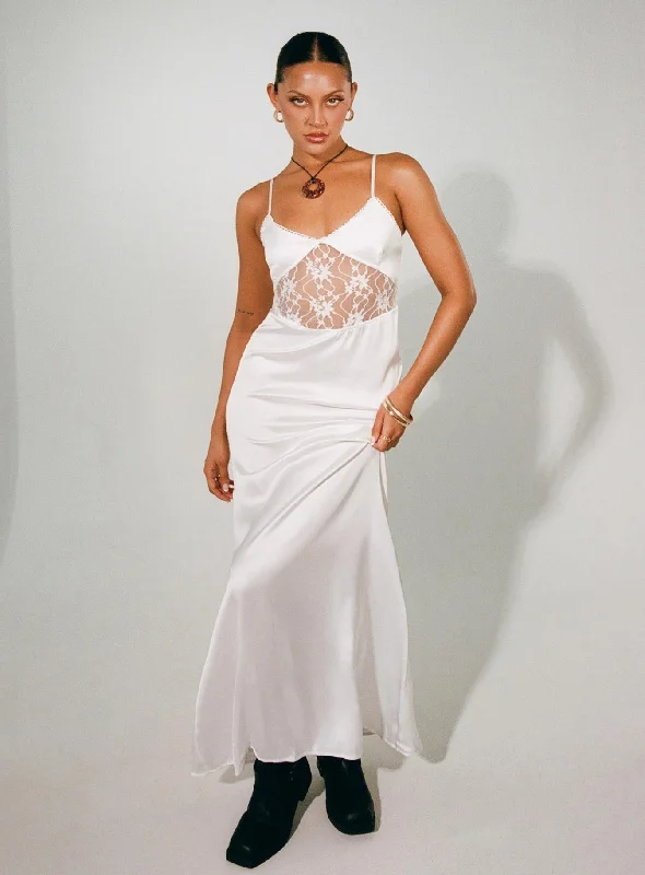 Roselle Maxi Dress White Fashionable Faux Wrap Maxi Dress