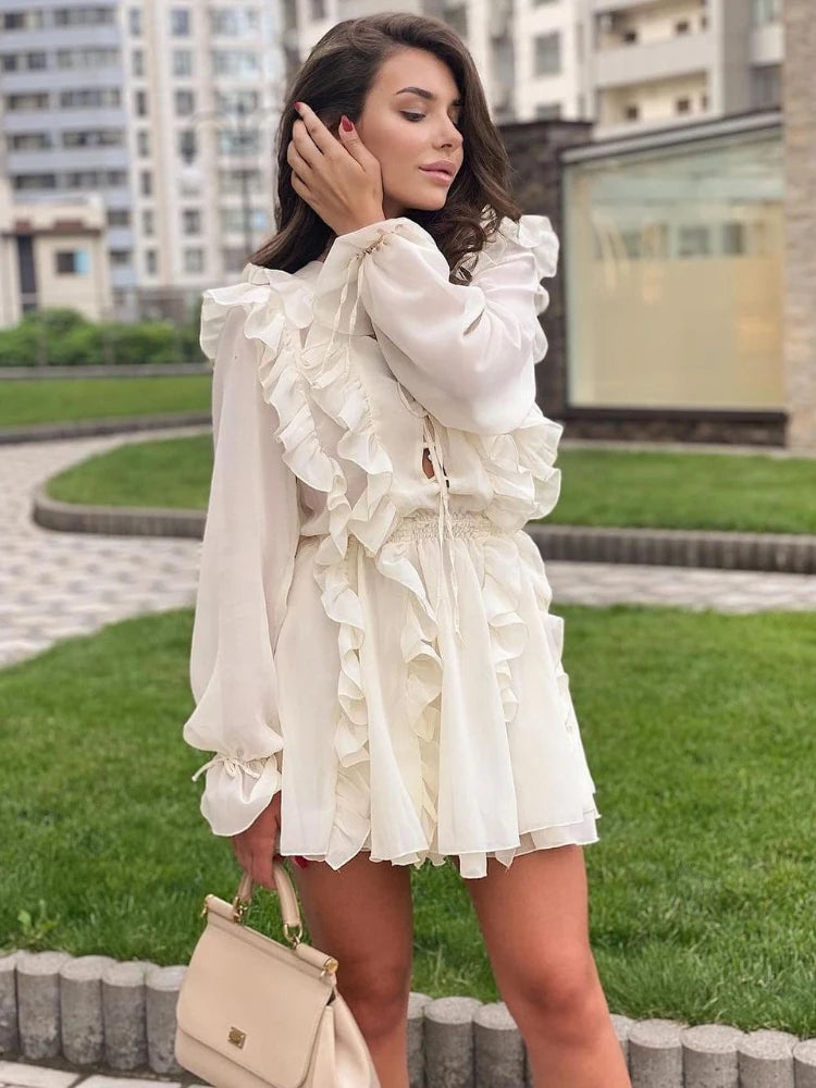 Sheer Lace Mesh Deep V Neck Bandage Ruffle Oversized Shirt Cover-up Mini Dress Elegant Satin Lace Mini Dress Sheer Lace Mesh Deep V Neck Bandage Ruffle Oversized Shirt Cover-up Mini Dress Elegant Satin Lace Mini Dress