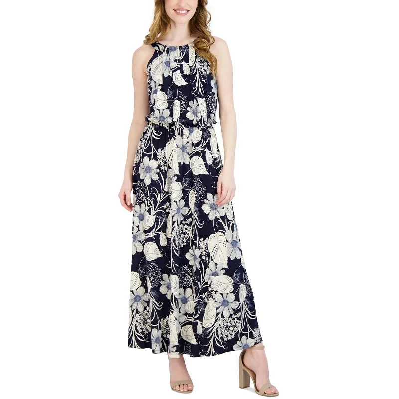 Signature By Robbie Bee Womens Petites Floral Print  Maxi Dress Fashionable Chiffon Maxi Dress