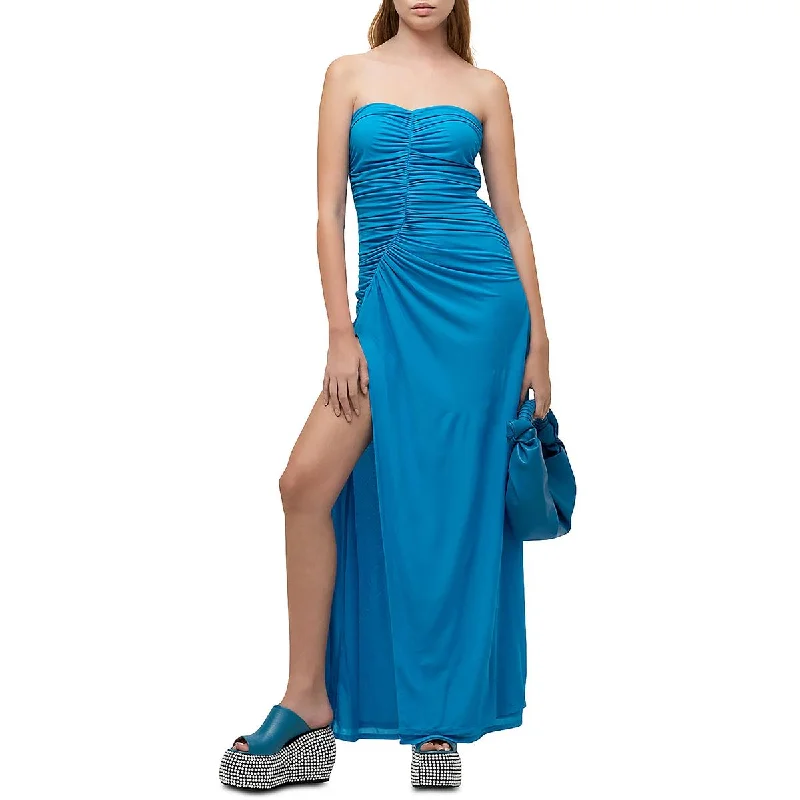 Simon Miller Womens Swizzle Strapless Ruched Maxi Dress Trendy Ruffled Maxi Dress