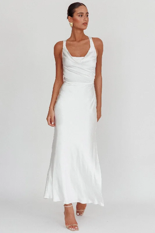 Sitara Tied Back Maxi Dress White Elegant Maxi Dress with Slit