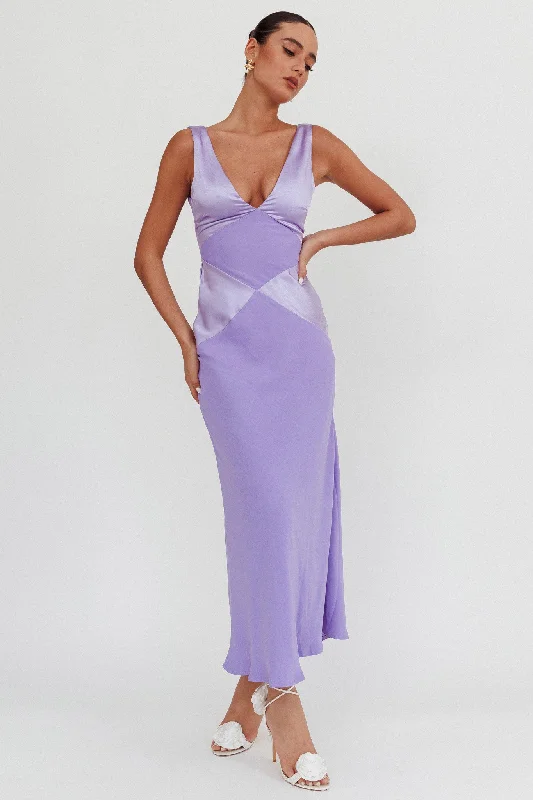 Soul Fire V-Neck Maxi Dress Lilac Stylish Long Sleeve Maxi Dress
