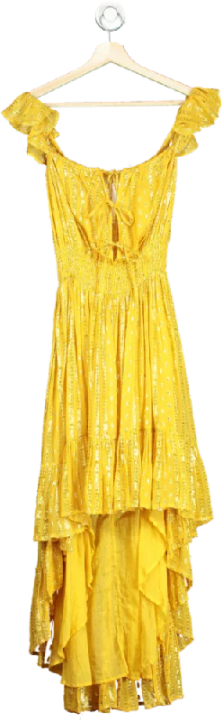 Sundress Yellow Sequin Maxi Dress UK XS/S Comfortable Flowy Maxi Dress