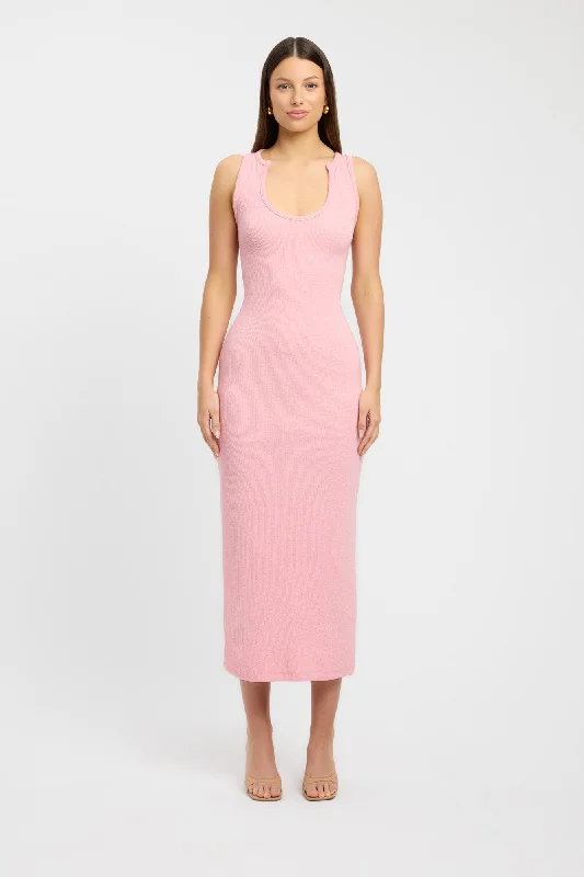 Tate Scoop Midi Dress Elegant Pleated Sleeve Midi Dress