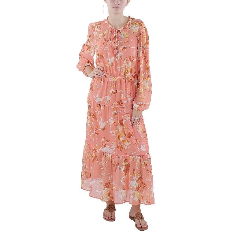 Tinsel Womens Long Sleeve Long Maxi Dress Elegant Floral Maxi Dress