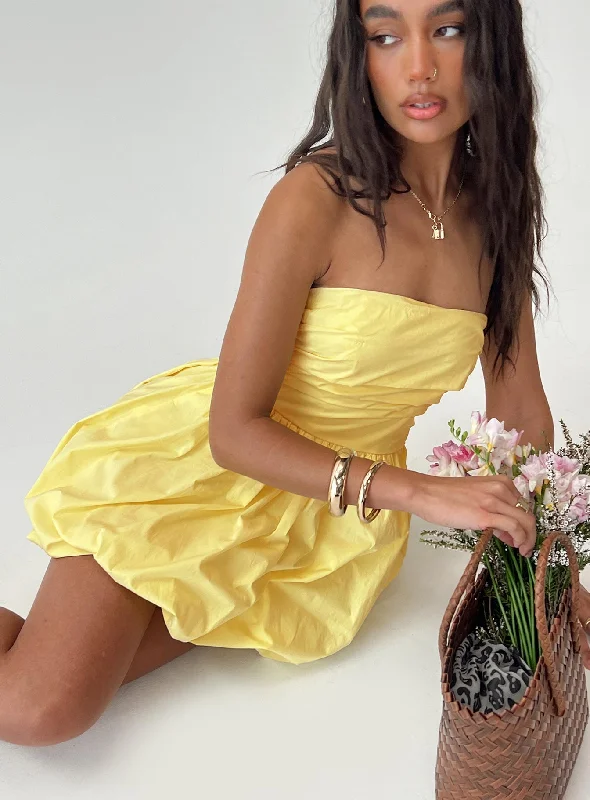 Too Sweet Bubble Mini Dress Lemon Fashionable Party Mini Dress