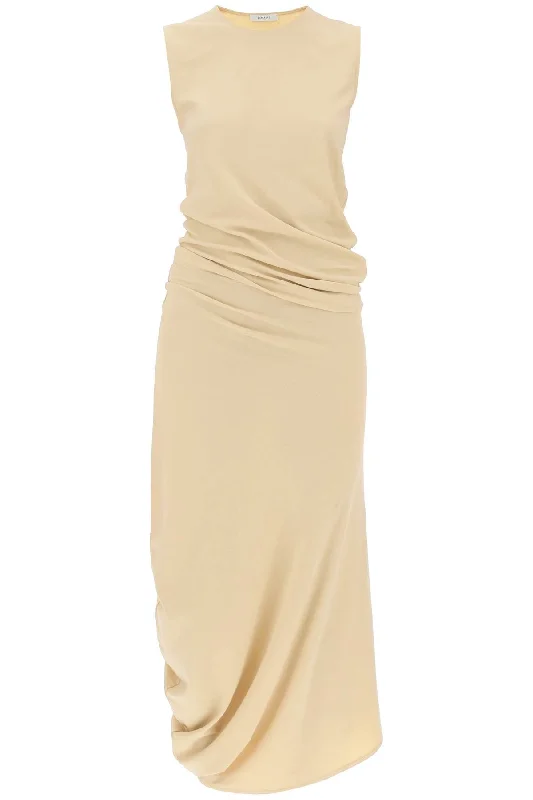 twisted midi dress DR1047 LJ1019 SOFT SAND Comfortable Draped Midi Dress