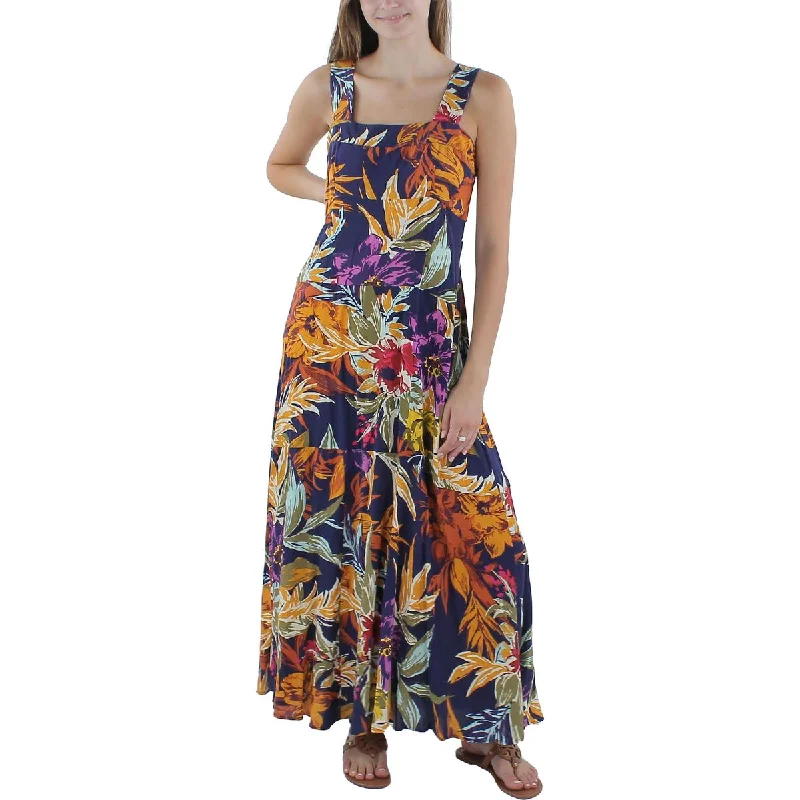 Vince Camuto Womens Floral Print Rayon Maxi Dress Cozy Ribbed Maxi Dress