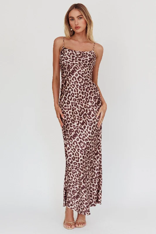 Well Versed Pleated Bust Maxi Dress Leopard Classic A-Line Maxi Dress