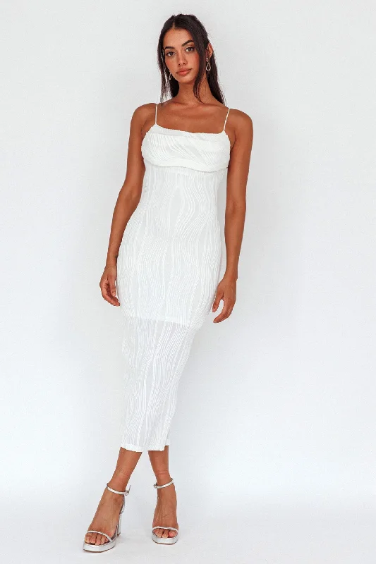 Well Versed Pleated Bust Textured Maxi Dress Off White Fashionable Layered Maxi Dress