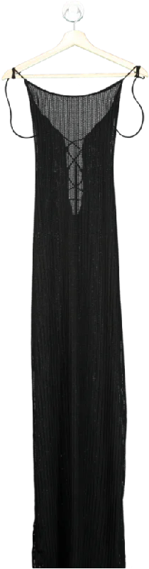 White Fox Black Ribbed Maxi Dress UK M Chic Summer Maxi Dress