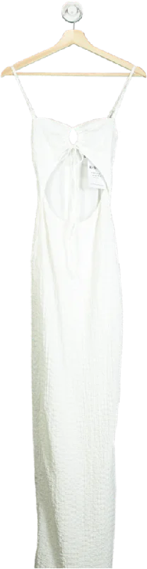 White Fox White Cut-Out Maxi Dress UK XS Cozy Ruffle Sleeve Maxi Dress