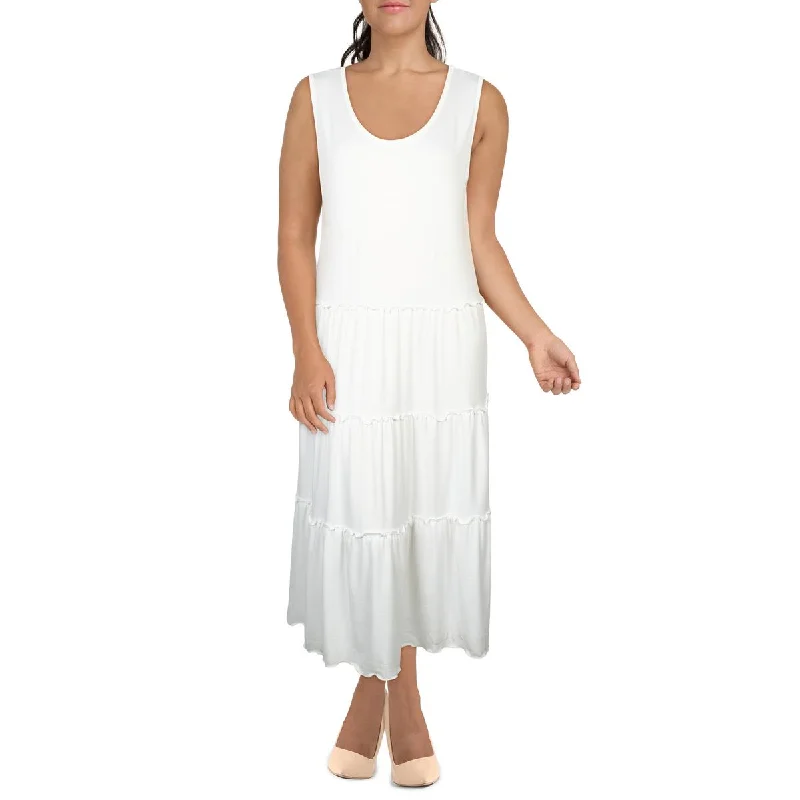 White Mark Womens Plus Jersey Sleeveless Maxi Dress Stylish Maxi Dress with Pleats