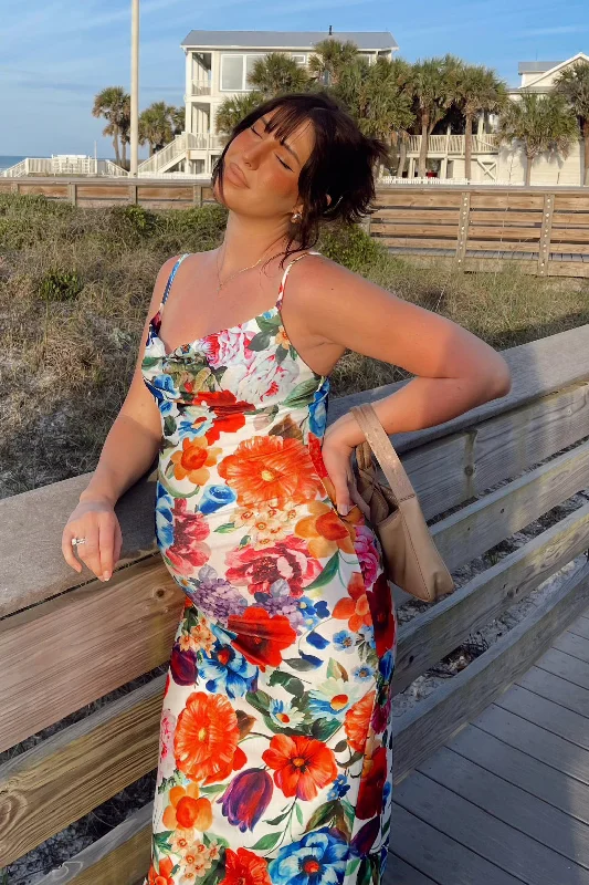 You Get The Picture Floral Cowl Neck Maxi Dress (Multi) Fashionable Sleeveless Maxi Dress