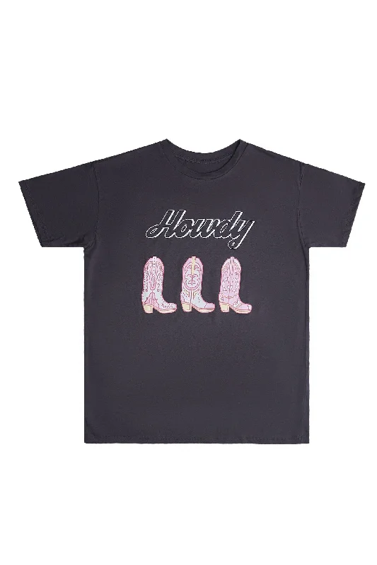 Howdy Graphic Relaxed Tee Striped Floral Plaid