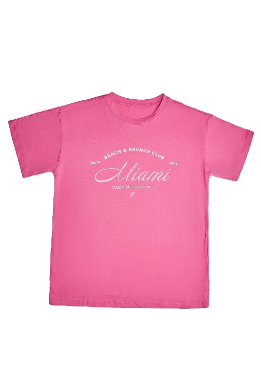 Miami Graphic Relaxed Tee Hooded Caped Shawl Collar