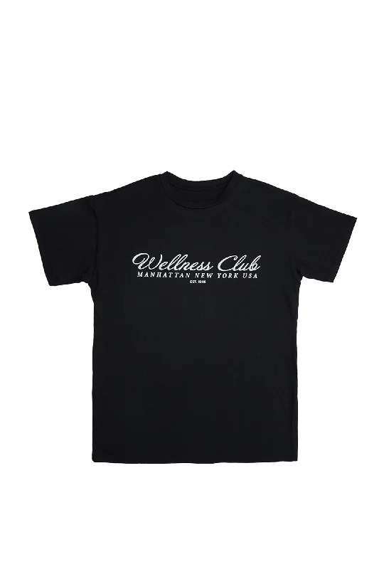 Wellness Club Graphic Relaxed Tee Hooded Caped Shawl Collar