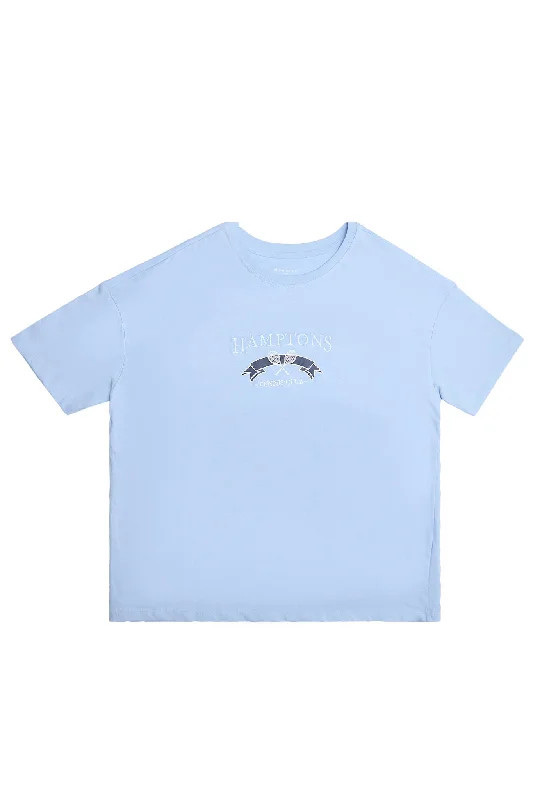 Hamptons Tennis Embroidered Relaxed Tee Polka Dot Checkered Tartan