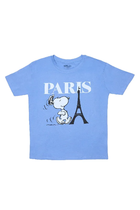 Peanuts Snoopy Paris Graphic Relaxed Tee Graphic T-Shirt Round Neck Polyester