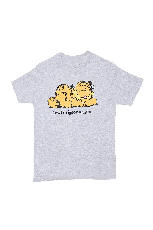 Garfield Yes I'm Ignoring You Graphic Relaxed Tee Mesh Blend Leather Blend Suede Blend