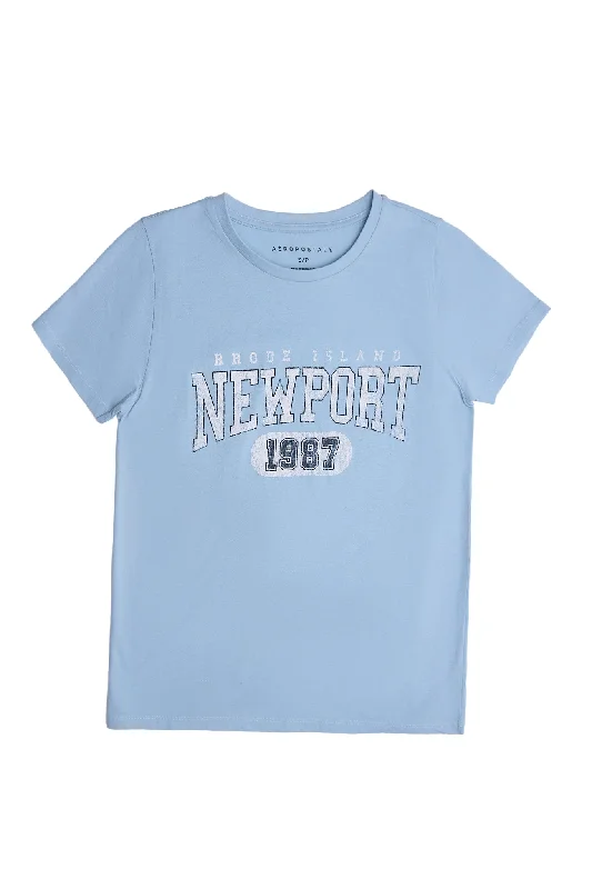 AERO 87 Newport Graphic Classic Tee V-Neck T-Shirt Long Sleeve Cotton