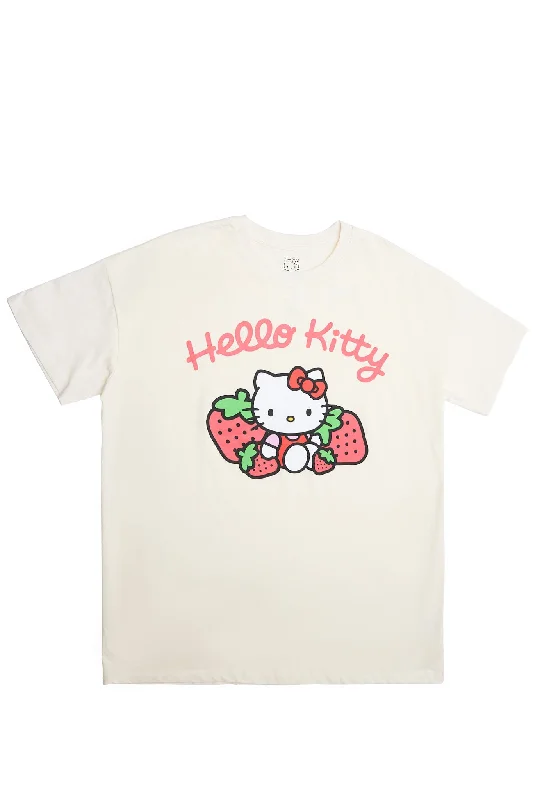 Hello Kitty Strawberry Graphic Relaxed Tee Terry Blend Velvet Blend Canvas Blend