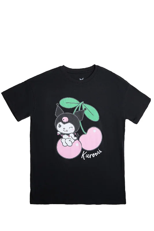 Kuromi Cherry Graphic Relaxed Tee Embroidered Appliqued Beaded