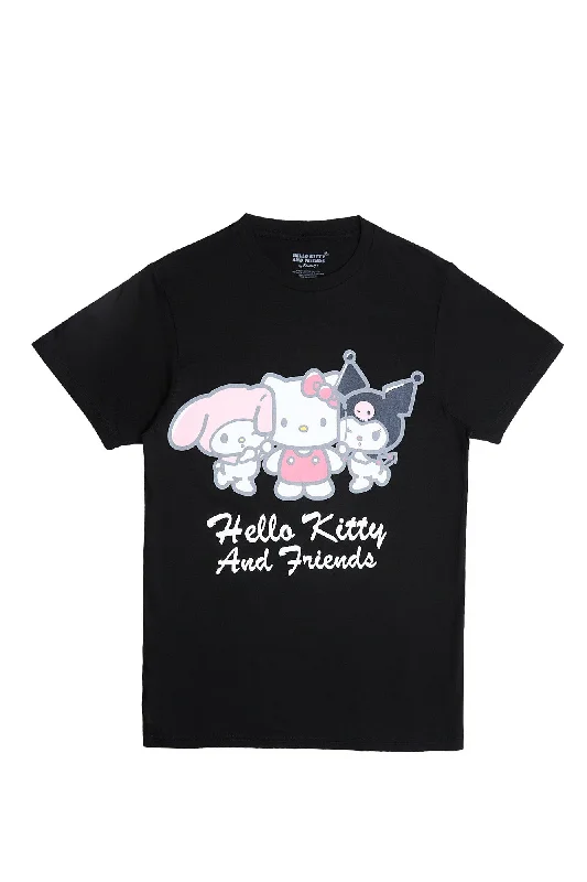 Hello Kitty And Friends Graphic Relaxed Tee Hooded Caped Shawl Collar