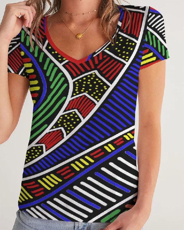 Tribal Vibe Women's V-Neck Tee Collared T-Shirt Boat Neck A-Line