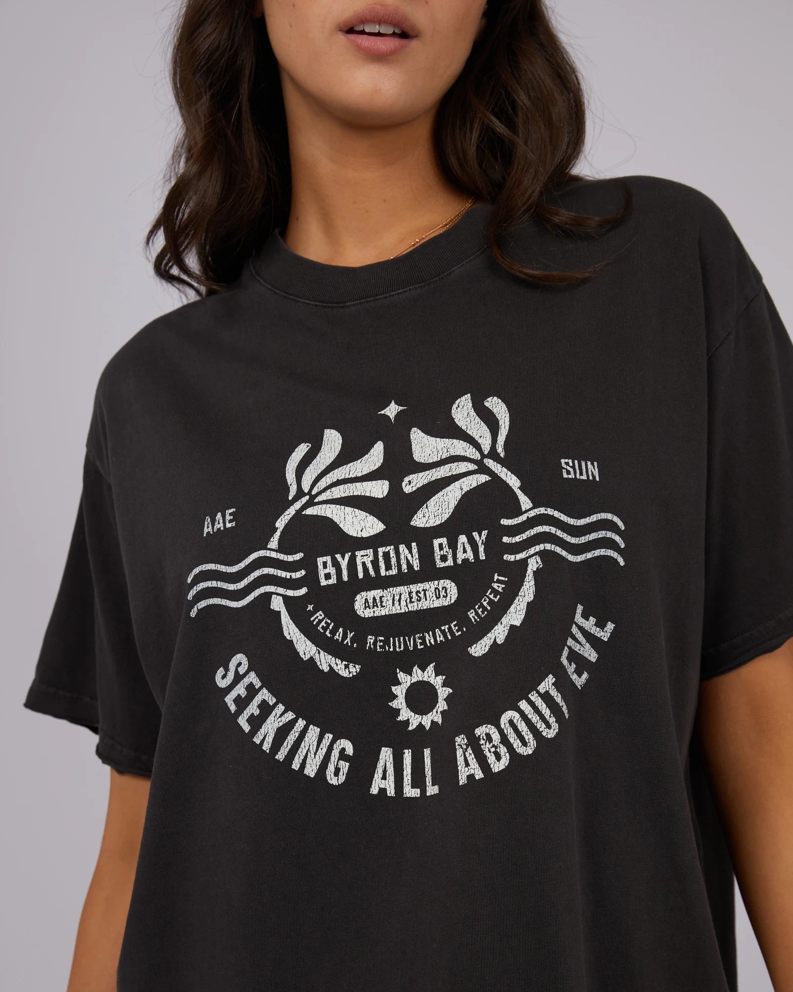 All About Eve Oversized Seeking Tee - Washed black Terry Blend Velvet Blend Canvas Blend