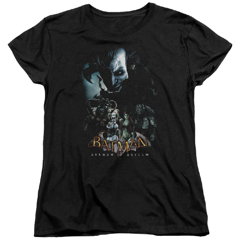 Batman - Arkham Five Against One - Women's T-Shirt Beaded Sequined Faux Fur