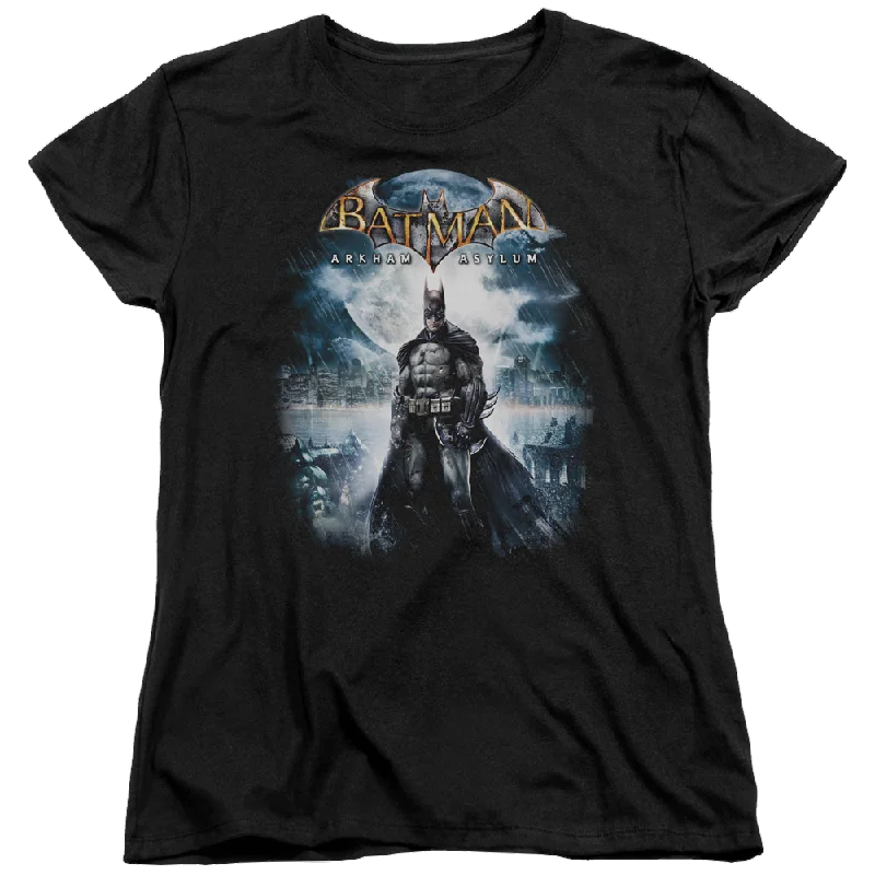 Batman - Arkham Game Cover - Women's T-Shirt Silk Blend Satin Velvet