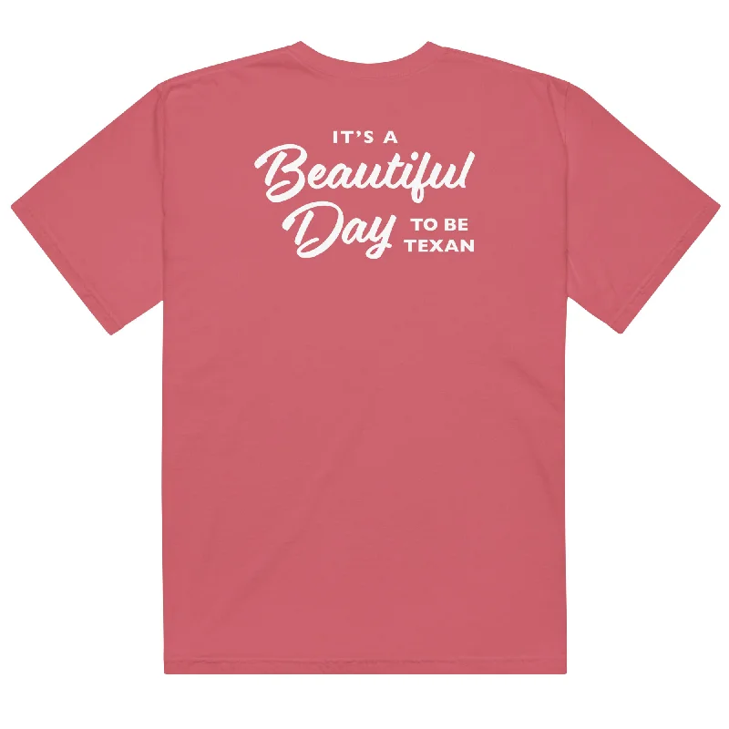 Beautiful Day to Be Texan Comfort Color T-shirt Notch Collar Peter Pan Collar Cowl Neck