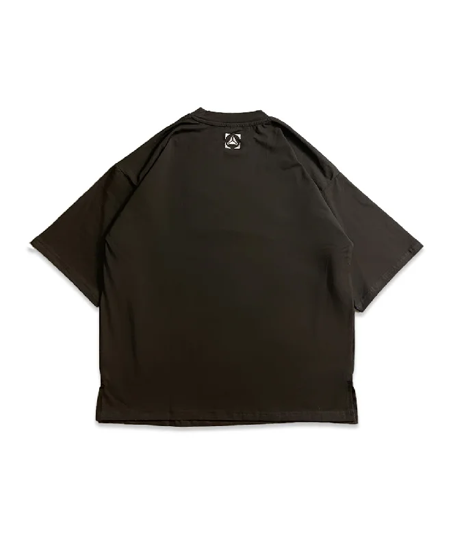 Logo Oversized Tee - Jet Black Notch Collar Peter Pan Collar Cowl Neck