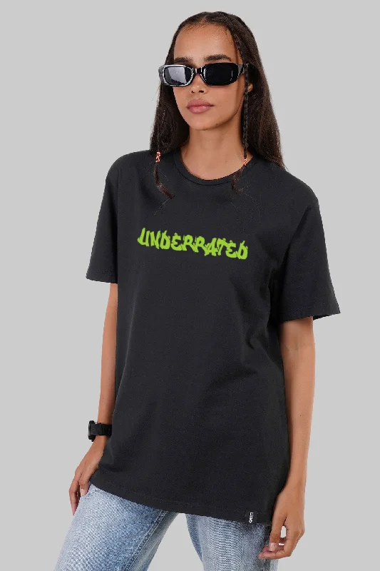 Bold Streetwear Classic Black Boyfriend Fit T-Shirt Women Zippered Buttoned Snapped