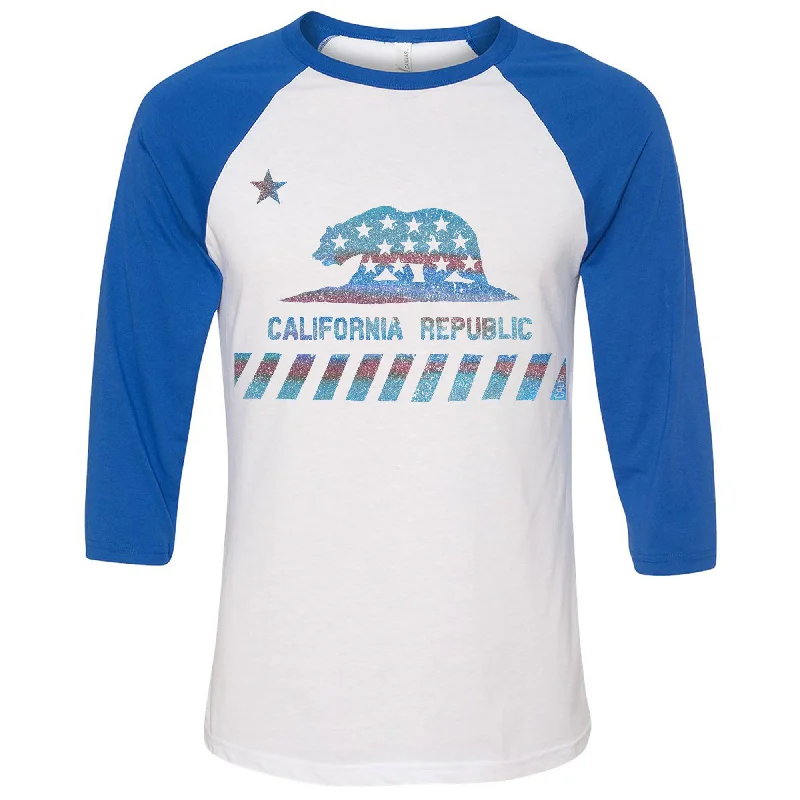 California Star Flag Baseball Tee Boxy Fit Fitted Loose