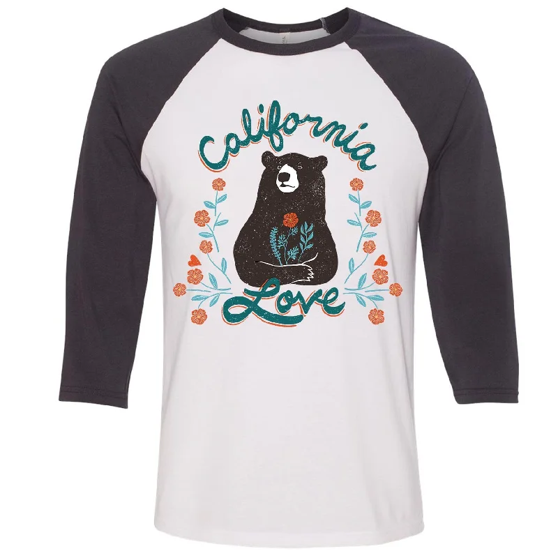 California Love Bear grey baseball tee Collared Crew Neck Turtle Neck