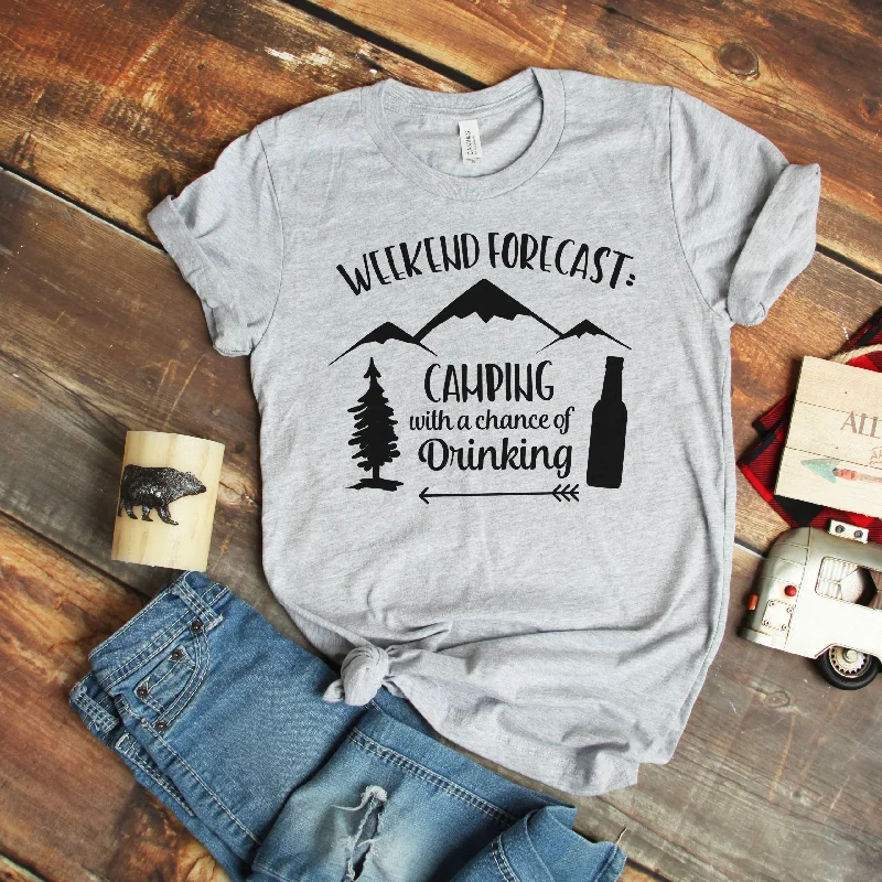 Camping with a chance of drinking T-shirt Houndstooth Herringbone Solid