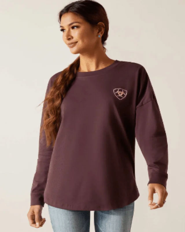 Ariat Women's Clove Brown Logo Long Sleeve Tee 10047407 Mesh Blend Leather Blend Suede Blend Ariat Women's Clove Brown Logo Long Sleeve Tee 10047407 Mesh Blend Leather Blend Suede Blend