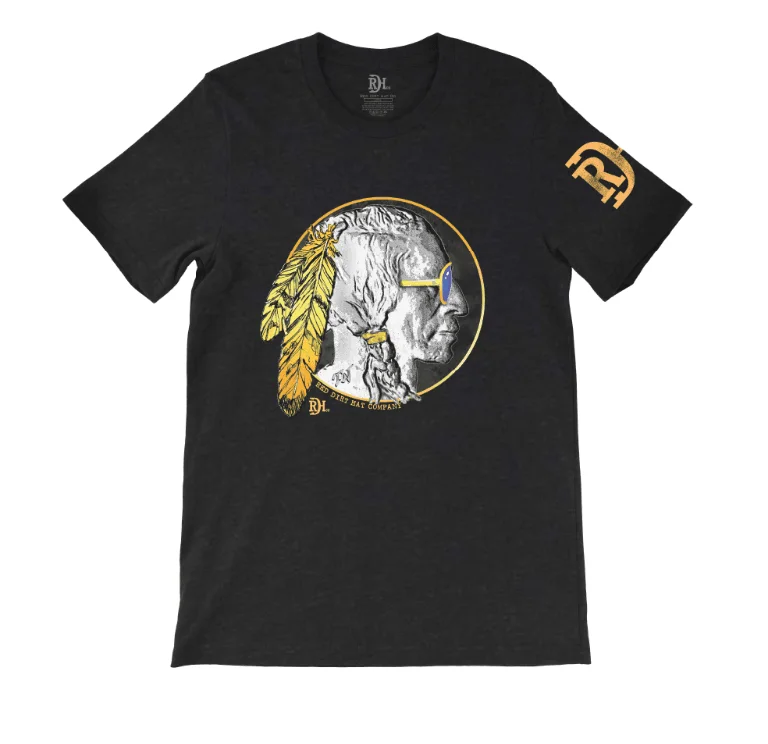Red Dirt Hat Co. Black Bad Bronc Aviator Chief Tee RDHC-T-101 Embroidered Appliqued Beaded