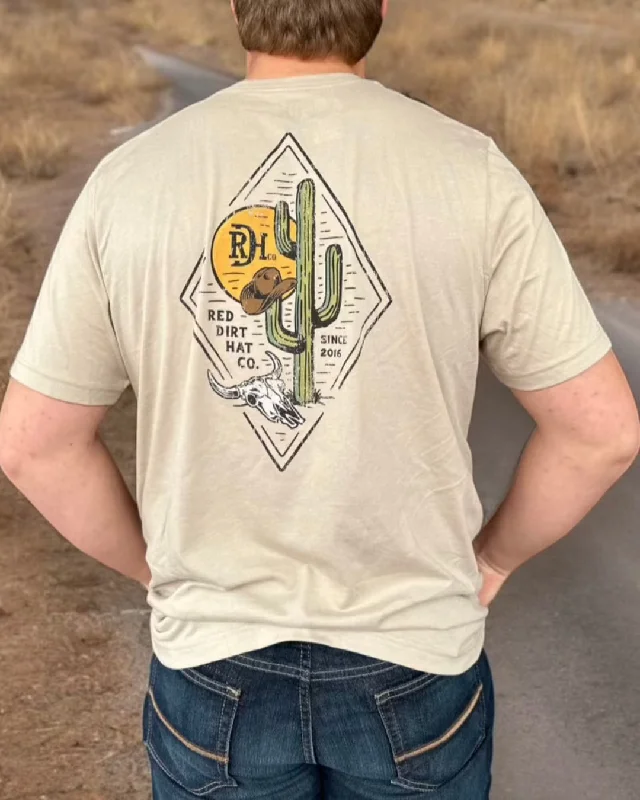 Red Dirt Hat Co. Diamond Cactus Tan Short Sleeve Tee RDHC-T-137 Notch Collar Peter Pan Collar Cowl Neck Red Dirt Hat Co. Diamond Cactus Tan Short Sleeve Tee RDHC-T-137 Notch Collar Peter Pan Collar Cowl Neck
