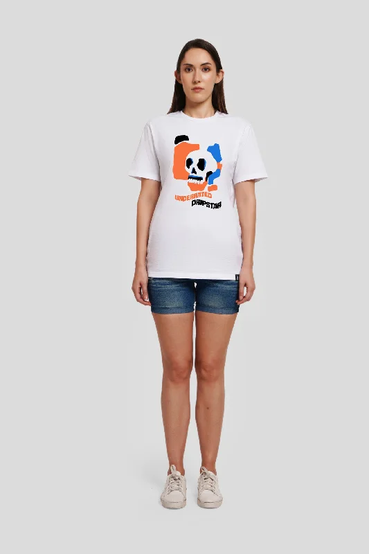 Dripstar White Printed T-Shirt Terry Blend Velvet Blend Canvas Blend