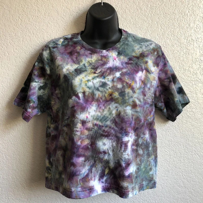 Dyed Boxy Cropped Tee - Stormy Skies Notch Collar Peter Pan Collar Cowl Neck