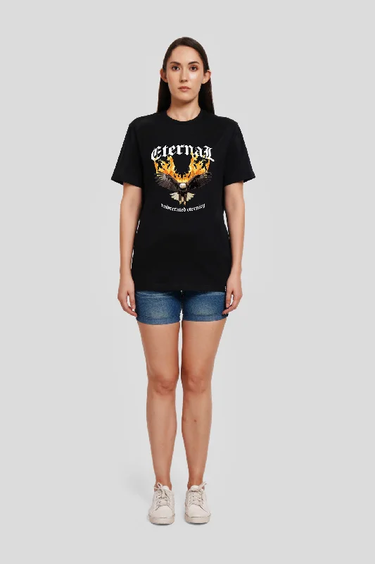 Eagle Black Printed Boyfriend T-Shirt Nylon Fabric Polyester Fabric Spandex Fabric