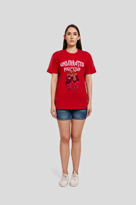 Fightclub Red Printed T-Shirt Hooded Caped Shawl Collar