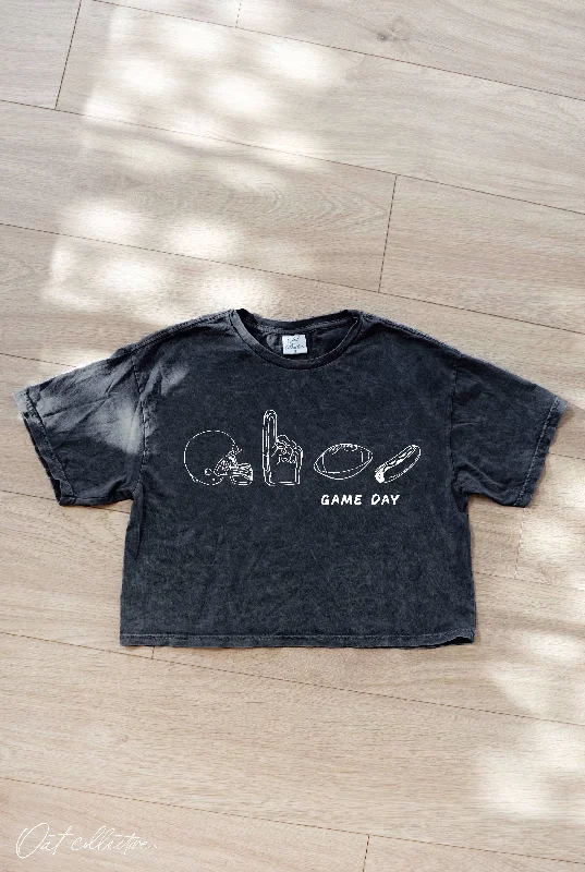 Game Day Mineral Black Cropped Graphic Tee Plaid T-Shirt Polka Dot Checkered