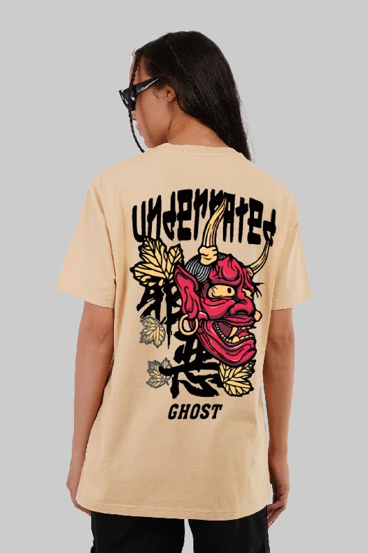 Ghost Beige Boyfriend Fit T-Shirt Women Fitted T-Shirt Seamless Stretchy