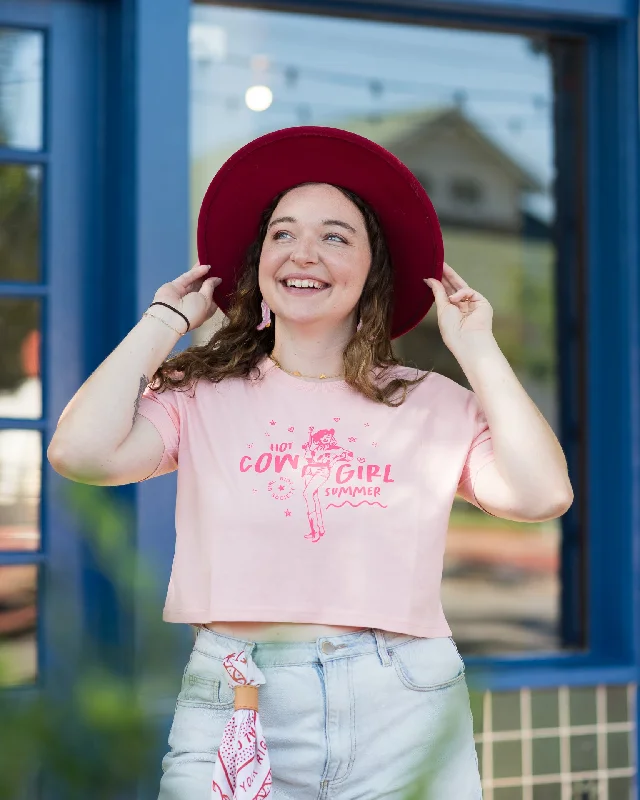 Girl Riot Society "Hot Cowgirl Summer" Crop Tee Mesh Canvas Denim