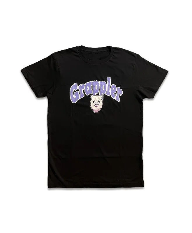 Grappler Black Purple Tee Graphic T-Shirt Round Neck Polyester